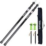 Telescopic Tarp Poles Set of Two, Adjustable Awning Poles for Tent Fly, Camping, Shelter, Awning, RV Car & Motorcycle Camping, Garden, Strong Aluminum 230CM with Zipper Bag