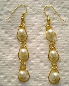 Pair of 100% Handcrafted Glass Pearl Drop in Drop Earrings.~Jewelry Making~