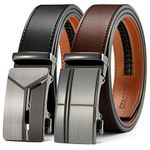 Ratchet Belts for Men 2 Pack - 1 3/8" Leather Belts Men - Design Belt Meet Almost Any Occasion and Outfit