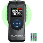 ALLmeter Pinless Moisture Meter Wood Moisture Meter for Walls Drywall Wood Masonry with LCD Display Sound Alarm for Woodworking and Building Projects Moisture Detector within +/- 4% Accuracy