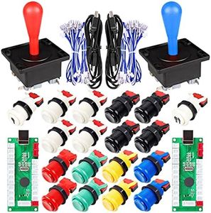 EG STARTS 2 Player Arcade Game DIY Kits Ellipse Oval Happ Type Joystick Hanlde + 18x American Style Arcade Buttons 1 / 2 Player Start Push Button (Mix Colors)