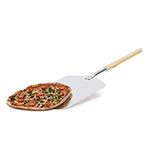 A Z Collection Pizza Peel Paddle Hand Finished Professional Wooden Handle Pizza Scoop, Shovel, Lifter (Square) Big Size Aluminum Pizza Tools Thin for Kitchen,(8 inch Pack of 1)