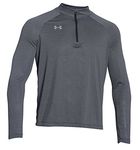 Under Armour Men's Stripe Tach 1/4 Zip (Medium, Black/Steel/Metallic Silver)