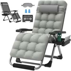 ZENPETIO 29In XL Zero Gravity Chair w/Cushion, Zero Gravity Recliner Lounge Chair for Indoor and Outdoor, Reclining Camping Chair for Lawn, Anti Gravity Chair with Cup Holder and Footrest, 440LBS