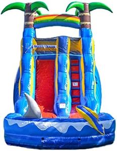 HeroKiddo 15’ Ocean Shark Commercial Grade Water Slide with Splash Pool for Kids and Adults (with Blower), Wet Dry Combo, Big Inflatable, Outdoor Indoor, Birthday Party Rental