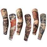 HFFJJLTU Tattoo Sleeves, 6Pcs Tattoo Arm Sleeves, Tattoos Sleeves Cover For Men Women, Cool Tattoos Arm Sleeves, outdoor sunscreen elastic hand sleeves, Arm Stockings Tattoo Sleeve Rose Skulls Tribal