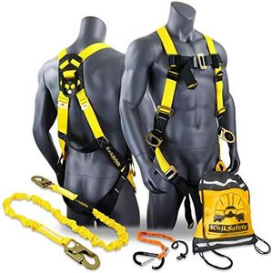 KwikSafety (Charlotte, NC) THUNDER COMBO | 3D Ring Full Body Safety Harness, 6' Lanyard, Tool Lanyard, ANSI OSHA PPE Fall Protection Arrest Restraint Equipment Universal Construction Roofing Bucket