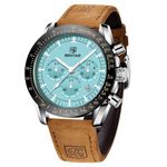 BENYAR Mens Watches Quartz Movement Chronograph Leather Strap Fashion Business Sport Design 30M Waterproof Scratch Resistant Wristwatch Elegant Watch Gifts for Men