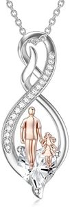 enjoylifecreative Collana con ciondolo a forma di figlia da papà mamma in argento Sterling con ciondolo a forma di cuore e figlia