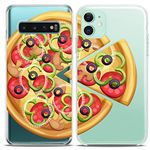 Cavka Matching Couple Cases Compatible with Apple iPhone 11 Pizza Food Clear Slice Her Best Friend BFF Girlfriend Silicone Cover Cute Anniversary Junk Funky