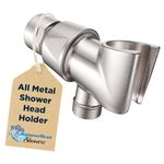 Hammerhead Showers® All Metal Handheld Shower Head Holder - Brushed Nickel - Adjustable Shower Wand Holder with Universal Wall Hook Bracket and Brass Pivot Ball - Hand Held Shower Head Holder