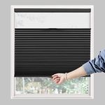 Persilux Custom Size 100% Blackout Honeycomb Blinds Cordless Top Down Insulated Cellular Window Shades Waterproof Energy Saving Privacy Protection Accordion Blinds for Windows Easy to Clean Black