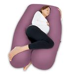 Meiz Pregnancy Pillow, Cooling Silky Pregnancy Pillows for Sleeping, 60" Maternity Pillow for Tall Pregnant Woman with Cooling Silk Jersey Cover, Purple