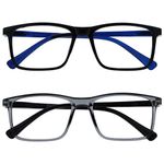 Opulize Ink 2 Pack Reading Glasses Large Black Grey Mens Womens Spring Hinges RR4-17 +2.50