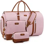 4pcs Convertible Garment Duffel Bag for Travel - 50L 2-in-1 Carry On Weekender Overnight Bag with Toiletry Bag, Fits Suits & Dresses, Trolley Sleeve, Hanging Suit Compartment, Waterproof Shoe Pocket