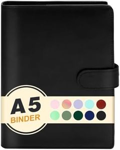 A5 Binder 6 Ring,Mini Photocard Binder for A5 Filler Paper, Loose Leaf Personal Planner with Magnetic Buckle Closure(Black)