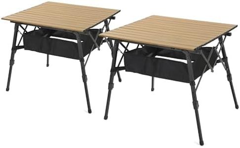 ARROWHEAD OUTDOOR 2-Pack 39" Aluminum Folding Camp Roll Up Table w/Adjustable Height, Undertable Mesh Storage, Carry Bag
