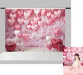 Kate 7x5ft Pink Valentine's Day Photography Backdrops White Wood Floor Pink Loveheart Balloons Decoration Photo Background Baby Shower Kids Birthday Party Backgrounds