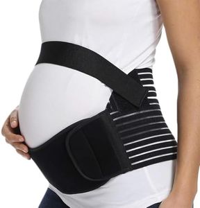 CROSS1946 Maternity Belt,Pregnancy Support,Abdomen Support Belly Band for Reducing Back/Waist Discomfort,Hip discomfort,Fully Adjustable and Comfortable,Black,Medium Size