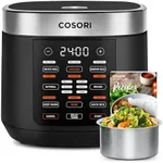 COSORI Rice Cooker 10 Cup, 24h Keep Warm, 18 Functions Fuzzy Logic Rice Maker with Stainless Steel Steamer Basket, Sauté, Slow Cooker, Black