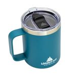 Logout Gear Coffee Mug with Handle and Lid, Tumbler Camping Mug, Tea Mug, Keeps Your Drinks hot or Cold for a Long time, 12oz Cup for Outdoor, Home, Office (Blue)