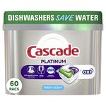 Cascade Dishwasher Detergent Pods, Platinum ActionPacs + Oxi, Fresh Scent, 60 Count