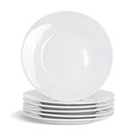 Argon Tableware 12x White 15.4cm (6 Inch) Wide Rimmed Side Plates - Desert Serving Dinner Set Bread Plate - Dishwasher and Microwave safe Ceramic