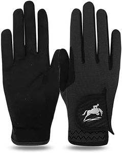 FINGER TEN Horse Riding Gloves Equestrian Women Kids for Girls Boys Mesh Breathable Lightweight Color Pack, Comfortable Grip for Summer (Women-Black, X-Large)