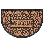 ASAB Welcome Door Mat Outdoor Indoor Shoe Boot Dirt Wipe Cleaner Coir Mats Outdoor Absorbent Back Matting Patio Garden Wipe Your Feet Clean Protection (Welcome Swirls)