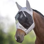 Harrison Howard CareMaster Fly Mask Standard with Ears Silver/Black Retro