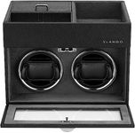 Vlando Automatic Watch Winder 2 Watches, Watch Winder Leather, Jewellery Storage, Japanese Quiet Motors, LED Lighting, AC Adapter, Luxury Watch Winder Box