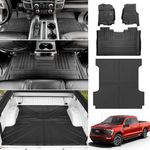 Utiiy Floor Mat with Truck Bed Mat Fit for 2015-2024 Ford F-150 Truck Bed Liner 5.5FT Short Bed All-Weather Protection Floor Liner for 2024 F150 Accessories(Not Fit Rear Seat with Fold Flat Storage)