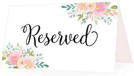 25 Pink Floral VIP Reserved Sign Tent Place Cards for Table at Restaurant, Wedding Reception, Church, Business Office Board Meeting, Holiday Christmas Party, Printed Seating Reservation, 3.5x2