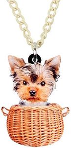 DUOWEI Cute Yorkshire Terrier Dog Necklace Pet Dog Pendant Collection Jewelry Gifts for Women, Acrylic, not-applicable