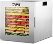 YASHE Food Dehydrator Machine, 10 Stainless Steel Food Dryer, 10 Presets, 48H Timer and Temperature Control, 850W Dehydrators for Food and Jerky, Herbs, Meat, Fruit, Dog Treats, Recipes Book Included