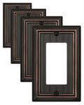 ZILLSEA 4-Pack Decorator Wall Plates, Receptacle GFCI Covers, Dimmer Switch Plates, Aged Bronze Classic Beadboard Outlet Covers, Metal Electrical Outlet Cover Plates, 3.15''*4.88'', Midsize