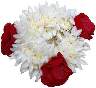 Traditional Indian Hair accessories Small White Gajra with rose Artificial Flower Jewelry Handmade Veni tiara For Women Party Wear bridal mehndi Hair Bun (1 pc)