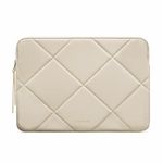 Comfyable Slim Cute Laptop Sleeve 13 Inch 14 Inch Compatible for MacBook Air M2 M1, MacBook Pro 13-14 Inch M3 M2 M1 2023-2020, Quilted Faux Leather Laptop Carrying bag Case, Beige