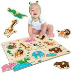 Wooden Puzzles for 1 2 3 Year Olds, Wild Animals Pattern Wooden Puzzles Educational Learning Kids Toys for Birthday, Christmas, Easter Children's Day Girls and Boys Gifts