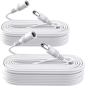 2 Pack 33ft/10M Power Extension Cable, 2PCS DC 12V Power Adapter Extension Cord 2.1mm x 5.5mm, Compatible with 12V DC Adapter Power Supply or Wall Charger for CCTV Security Camera IP Camera(White)