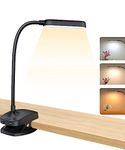 COLORLIFE Desk Lamp Clip On Light-7W 2600mAH Flexible Gooseneck Battery Operated Rechargeable Reading Lamp with Clamp & Stepless Brightness for Desk,Piano,Bed Headboard and Computers