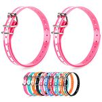 LuckinPET Waterproof Reflective Dog Collar Replacement Strap for Shock Collar and Fence Easy Clean Odorless Dog Collar Metal Buckle 3/4 Inch Adjustable Size Durable Anti-odor TPU Dog Collar Pink Pack2