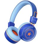 Link Dream Kids Bluetooth Headphones V5.0 Bluetooth Headphones for Kids w/Mic 32H Playtime Soft Padded Stereo Childrens Headphones for Boys Girls School iPad Tablet Cellphons Laptop,Blue