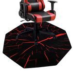 HiiARug Chair Mat for Hardwood Floor Anti-Slip Floor Protector Octagon Gaming Computer Chair Mat for Home Office Gaming Room(47"x47", Red Lightning)