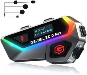 gearelec Motorcycle Bluetooth Headset【HiFi Stereo Sound】【Screen and RGB Lights】 80Mph Clear Calls Helmet Bluetooth Headset, 2000M 6 Riders Motorcycle Intercom with Triple Noise-Reduction/FM/V5.2BT