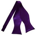 DQT Men Self Tied Plain Satin Tuxedo Bow Tie - Purple