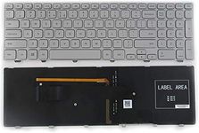 SUNMALL New Laptop Keyboard with Frame and Backlit Compatible with Dell Inspiron 15 7000 7537 P36F Series Silver US Layout