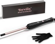 Terviiix Small Barrel Curling Iron Wand, 3/8 Inch Thin Curling Wand Iron for Short & Long Hair, Argan Oil and Keratin Infused Ceramic Curler with Digital Adjustable Temperature & Auto-Off, 9mm, Black