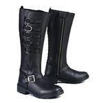 Milwaukee Leather MBL9395 Women's Black Leather 17-Inch Side Strap Riding Motorcycle Boots with Side Zipper - 8