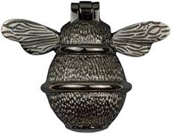 Black Nickel Bee Door Knocker for Front Door | Polished Solid Brass Black Knockers with Strike Plate | UPVC | Bumblebee Front Door Furniture with a Unique Design (Black Nickel)